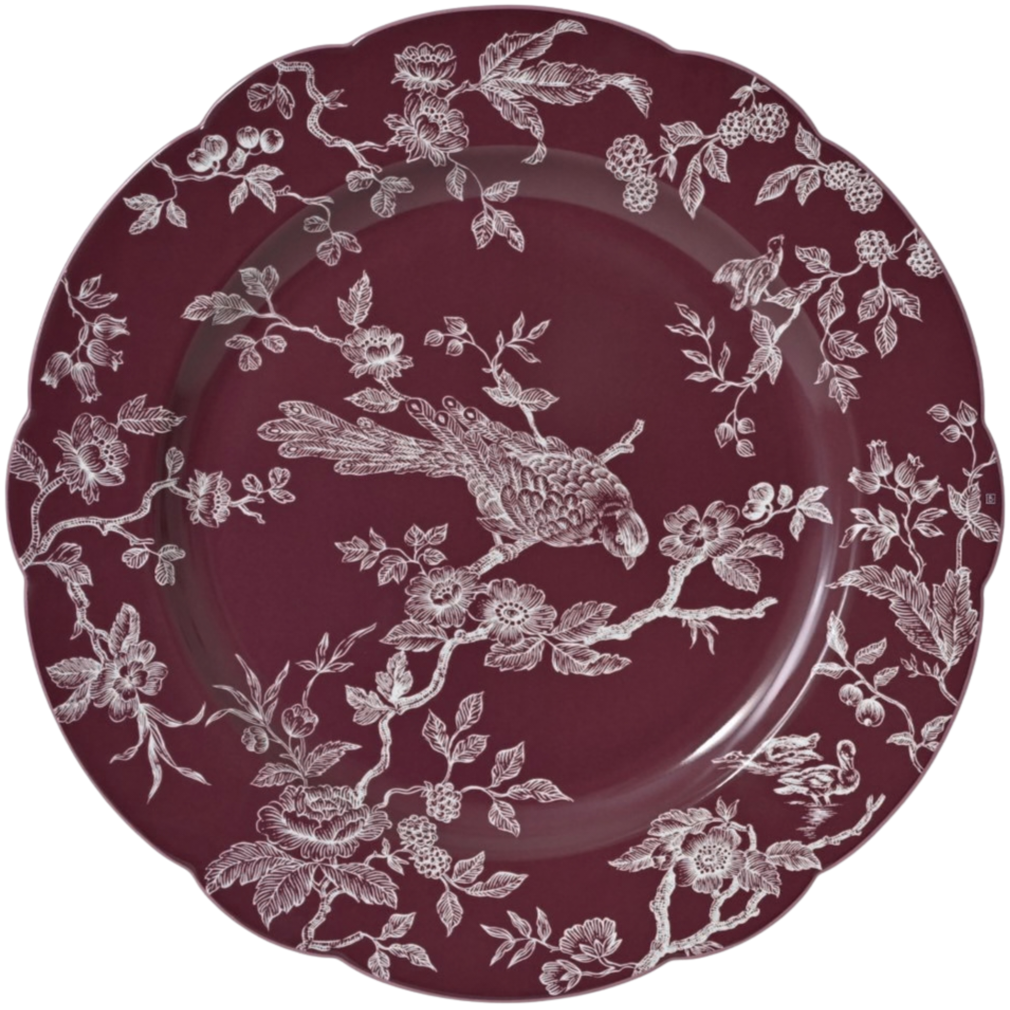 Albertine White on Prune Charger Plate