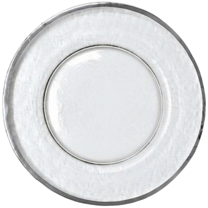 Sea Glass with Real Silver Rim, Charger