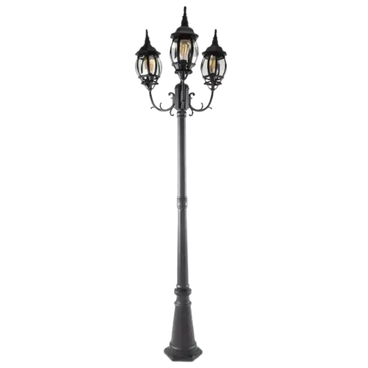 Antique Lamp Post, Iron Metal, Black