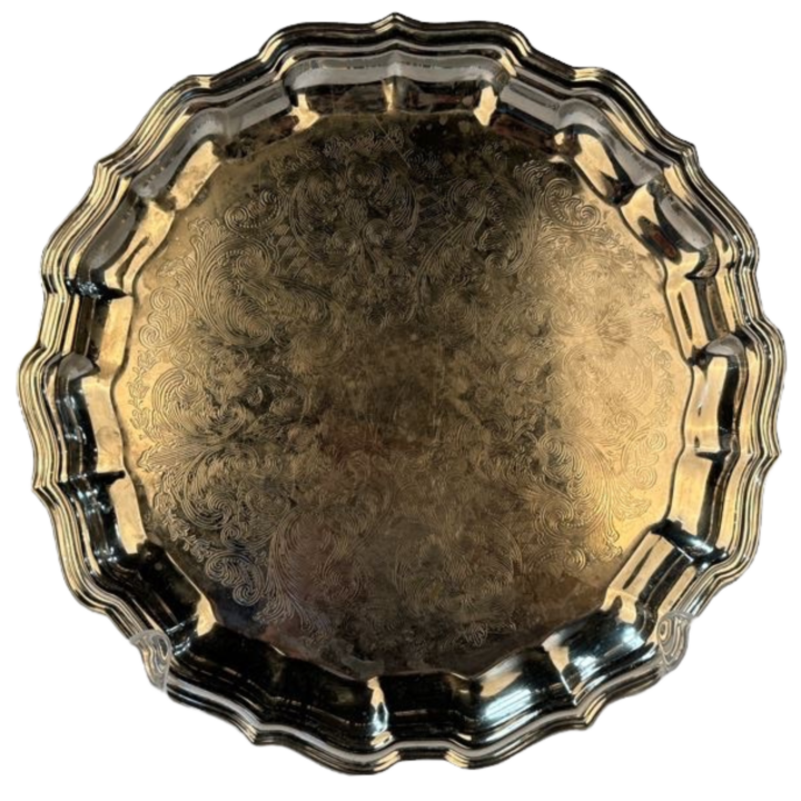 Scalloped Passing Tray Silverplate, 12.5" Round