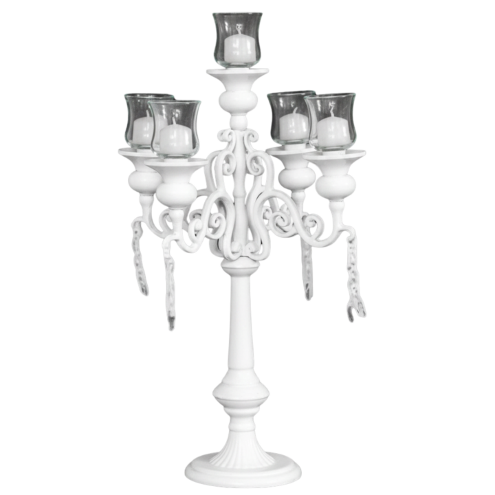 Beaded Candelabra, White