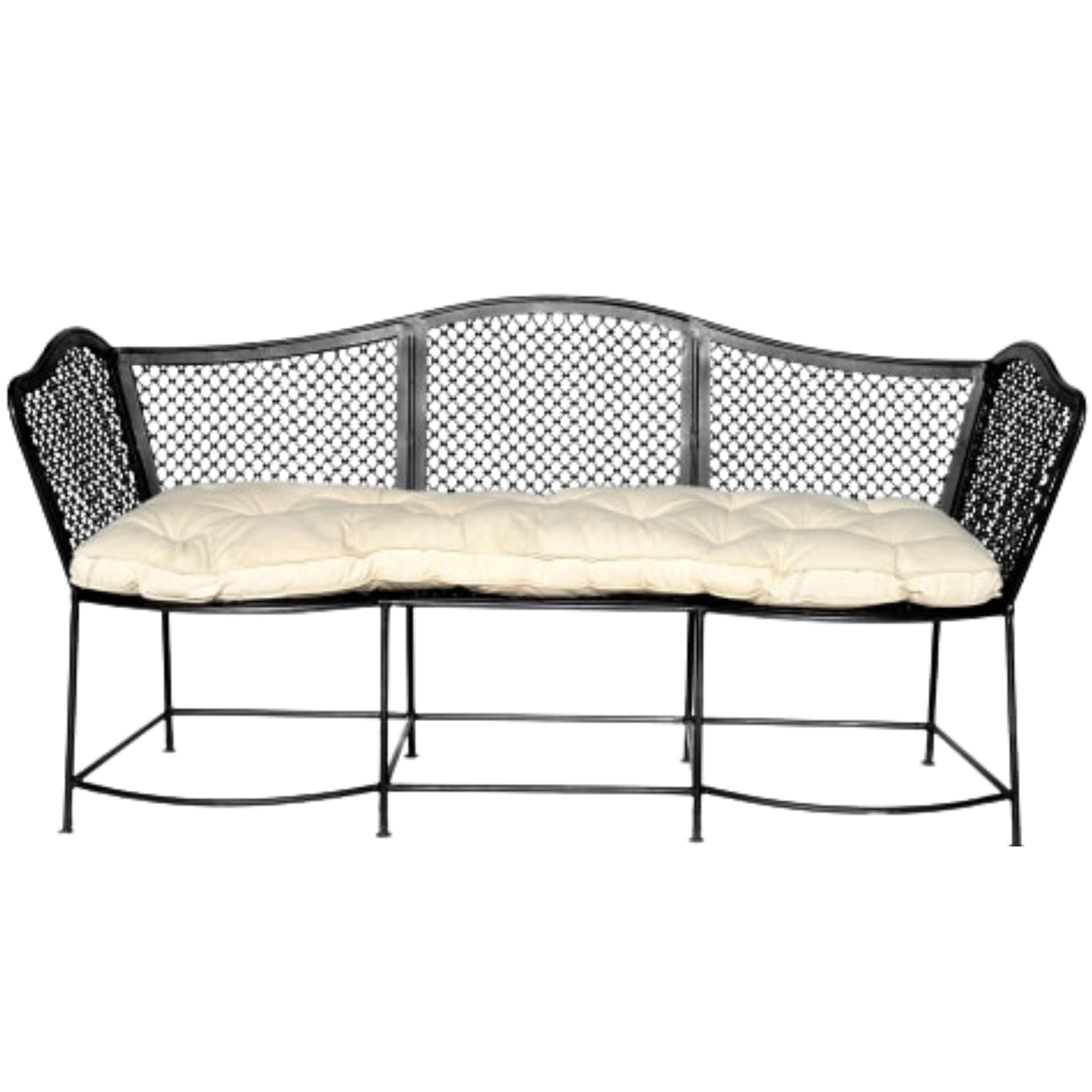 Jali Garden Bench With Natural Cushion